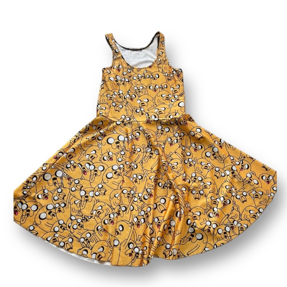 Adventure Time Jake the Dog Allover Print Skater Dress Sz X-Small Comic Rave